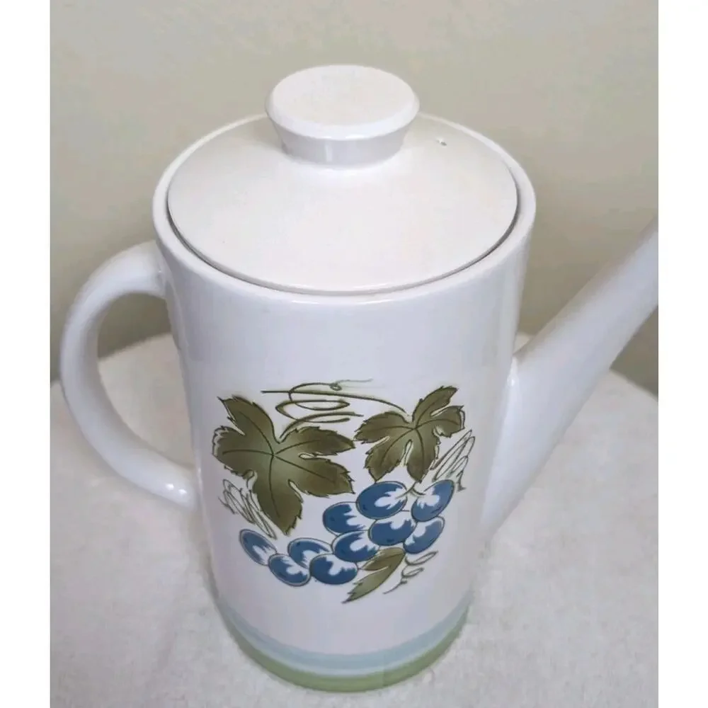Harmony House, Blue Grapes, Ironstone, 4265, Mid Century Modern, Coffee Pot